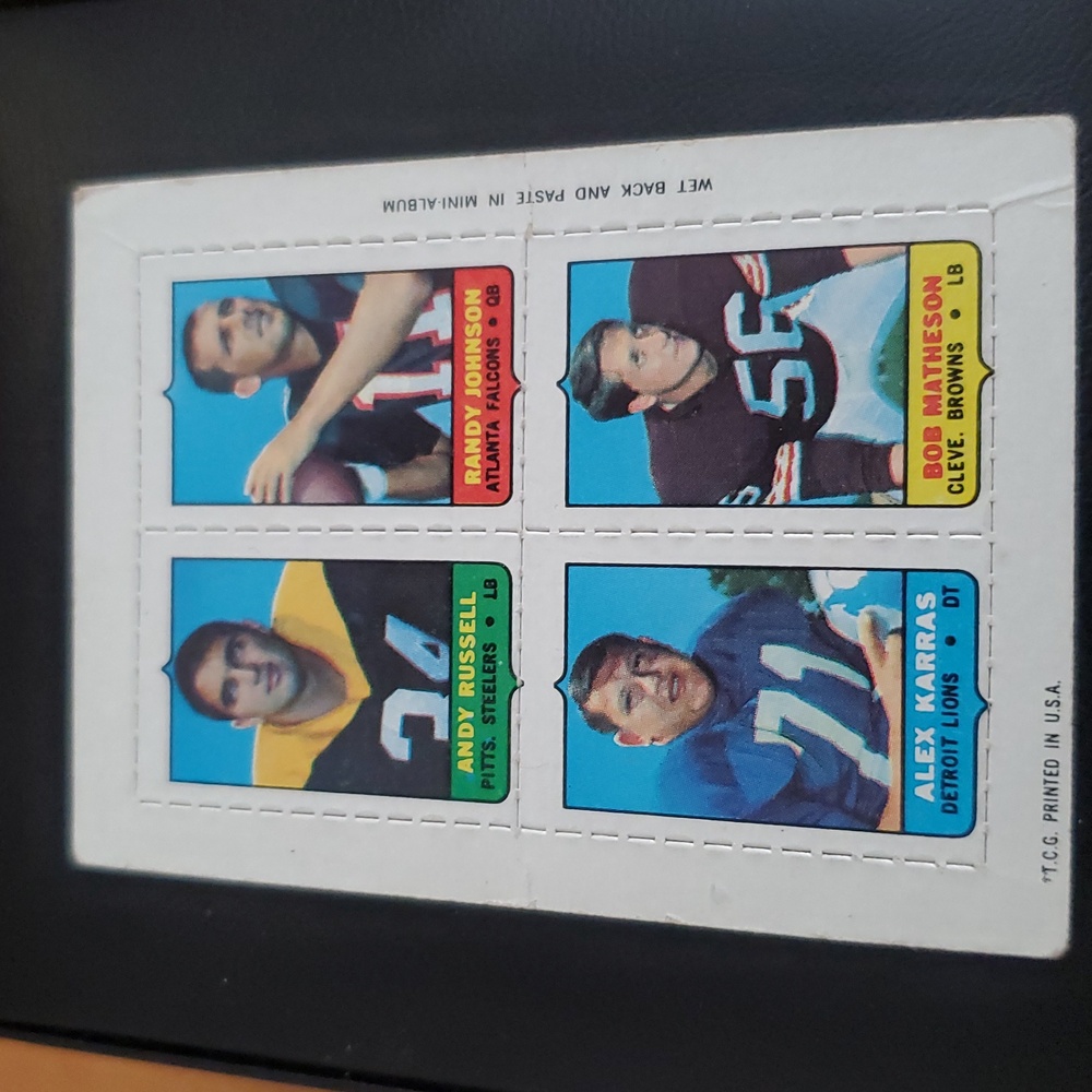 Vintage , 1969 Topps 4-in-1 Football Russell Johnson Matheson Karras